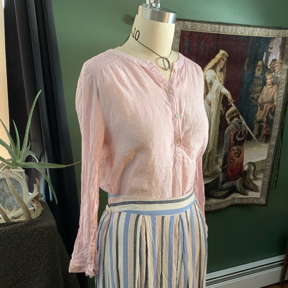 Sigrid Olsen 100% Linen Boho Summer Blouse